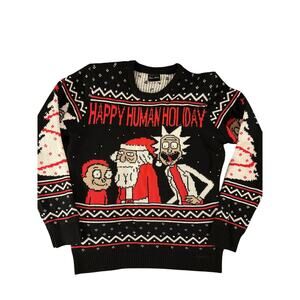 Rick and Morty Happy Human Holiday Sweater Adult M Ugly Christmas‎ Cartoon Knit